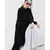 Black Nazneen Front Open Shirt Kaftan With Inner Casual Abaya