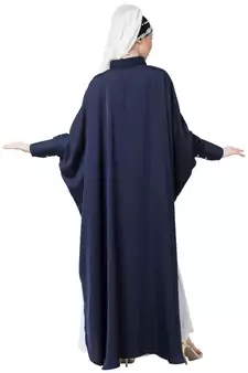 Blue Nazneen Front Open Shirt Kaftan With Inner Casual Abaya