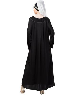 Black Nazneen Scallop Yoke Bohemian Casual Abaya 5