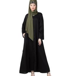 Black Front Open V Neck Black Nida Abaya