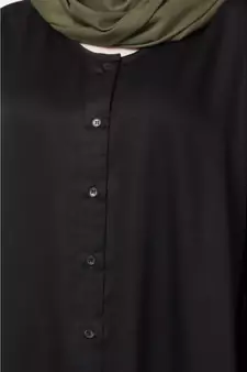 Black Front Open V Neck Black Nida Abaya