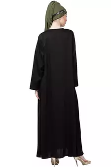Black Front Open V Neck Black Nida Abaya
