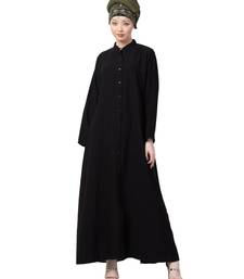 Black Nazneen Front Open Chinese Collar Casual Abaya