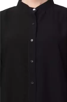 Black Nazneen Front Open Chinese Collar Casual Abaya