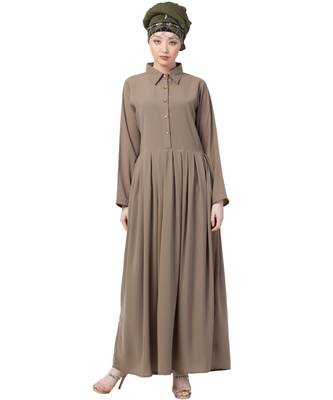 Black Nazneen Contrast Piping At Sleeve Casual Abaya 1