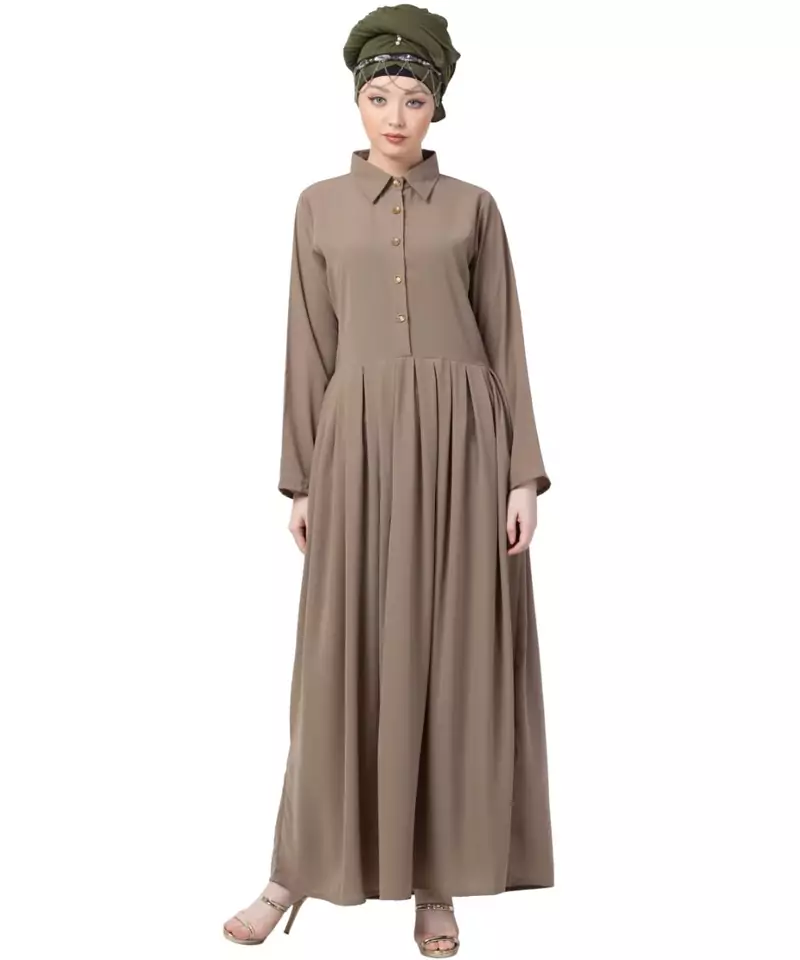Black Nazneen Contrast Piping At Sleeve Casual Abaya