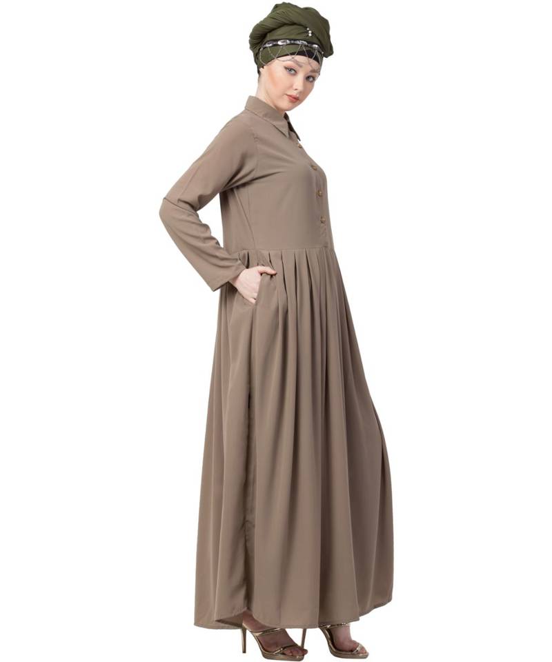 Black Nazneen Contrast Piping At Sleeve Casual Abaya