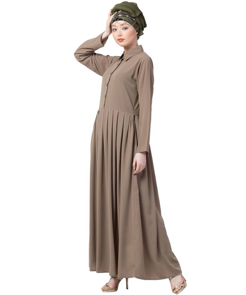 Black Nazneen Contrast Piping At Sleeve Casual Abaya