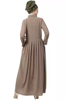 Black Nazneen Contrast Piping At Sleeve Casual Abaya