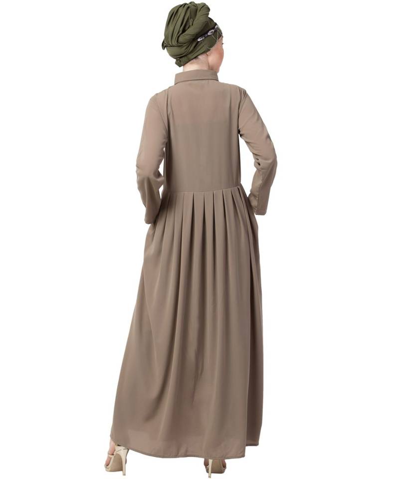 Black Nazneen Contrast Piping At Sleeve Casual Abaya