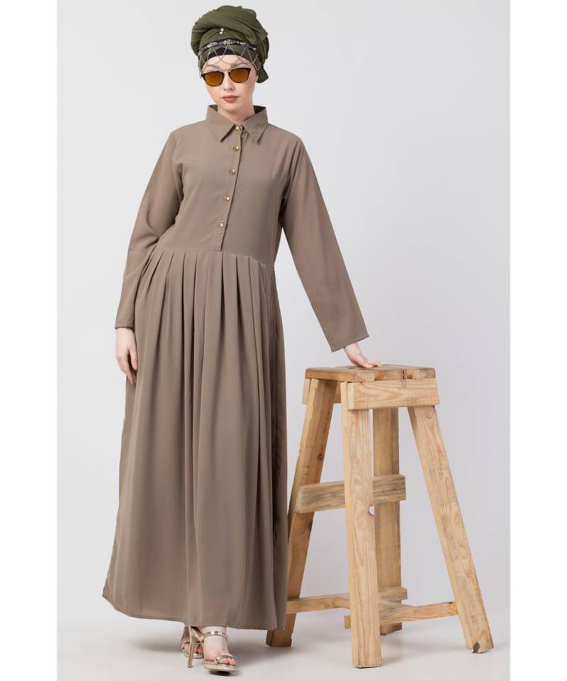 Black Nazneen Contrast Piping At Sleeve Casual Abaya