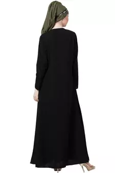 Black Nazneen Front Placket Flare Bottom Basic Abaya