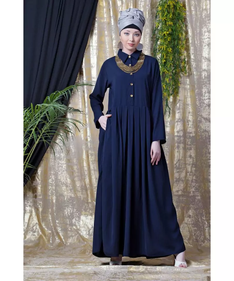Blue Nazneen Shirt Collar Executive  Abaya