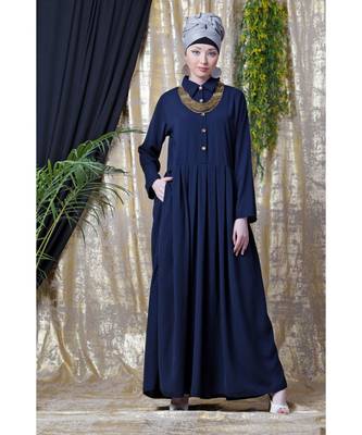 Blue Nazneen Shirt Collar Executive  Abaya 1
