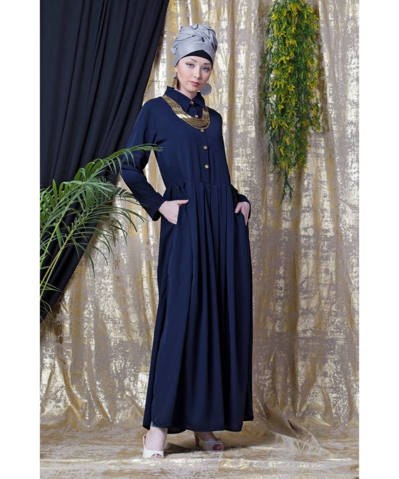 Blue Nazneen Shirt Collar Executive  Abaya