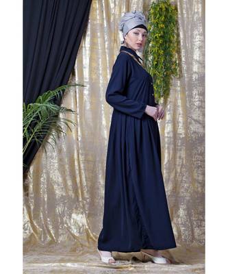 Blue Nazneen Shirt Collar Executive  Abaya 3