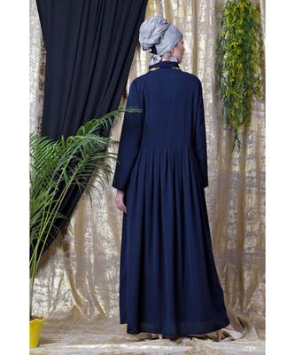 Blue Nazneen Shirt Collar Executive  Abaya 5