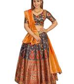 Grey fancy
 silk unstitched lehenga