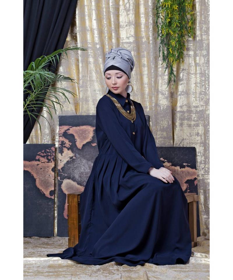 Blue Nazneen Shirt Collar Executive  Abaya