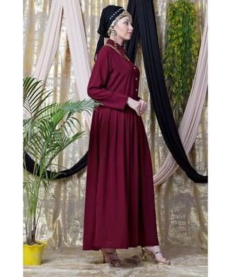Maroon Nazneen Shirt Collar Executive  Abaya 3