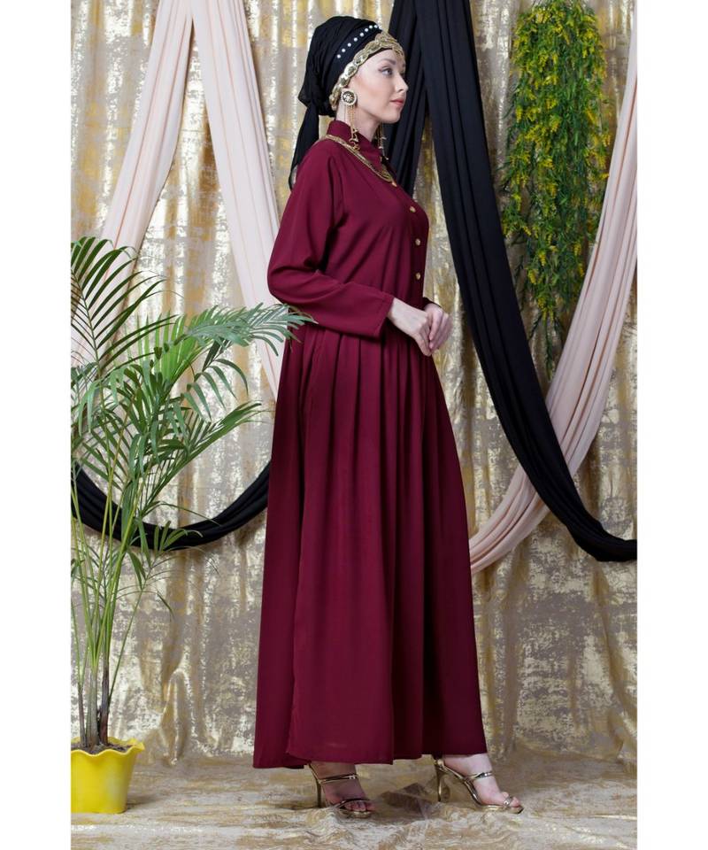 Maroon Nazneen Shirt Collar Executive  Abaya