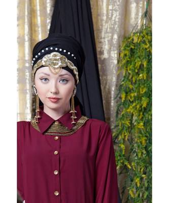 Maroon Nazneen Shirt Collar Executive  Abaya 6