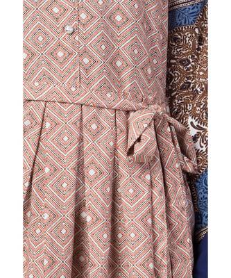 Multicolor Nazneen Border Print Pleated Abaya 5