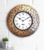 12" Antique Brass Metal Coin Studded Decorative wall clock