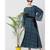 Blue Nazneen Zig Zag Printed Bell Sleeve Abaya