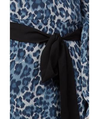 Blue Nazneen Animal Printed Bell Sleeve Casual Abaya 6