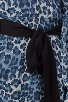 Blue Nazneen Animal Printed Bell Sleeve Casual Abaya