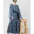 Blue Nazneen Animal Printed Bell Sleeve Casual Abaya