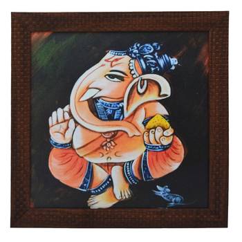 Lord Ganesha Design Satin Matt Texture UV Art Painting 1