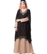 Peach Nazneen Double Layer Embellished Party Abaya
