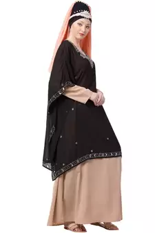 Peach Nazneen Double Layer Embellished Party Abaya