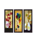Set Of 3 Botanical Floral Pots Satin Matt Texture UV Art Painting