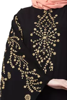 Black Nazneen Embroidered Butterfly Sleeve  Party  Abaya