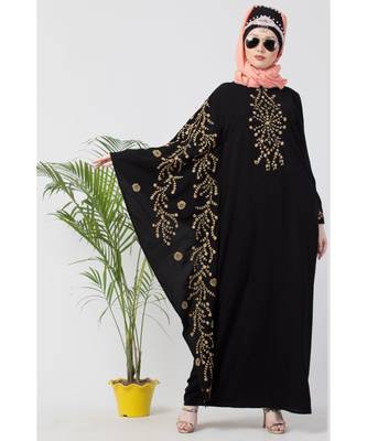 Black Nazneen Embroidered Butterfly Sleeve  Party  Abaya 6