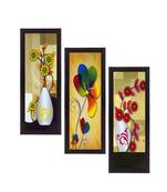 Set Of 3 Botanical Floral Pots Satin Matt Texture UV Art Painting