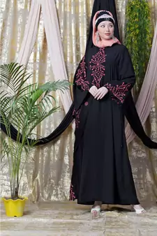 Black Nazneen Embroidered Butterfly Sleeve  Party  Abaya