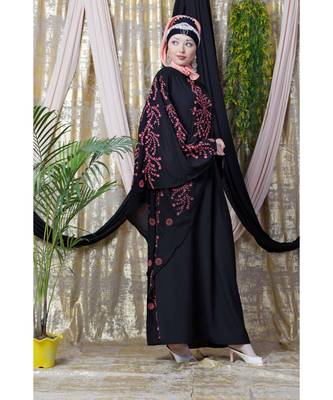 Black Nazneen Embroidered Butterfly Sleeve  Party  Abaya 5