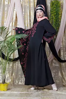 Black Nazneen Embroidered Butterfly Sleeve  Party  Abaya
