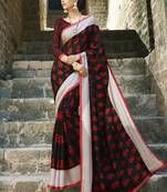 Black printed cotton saree with blouse