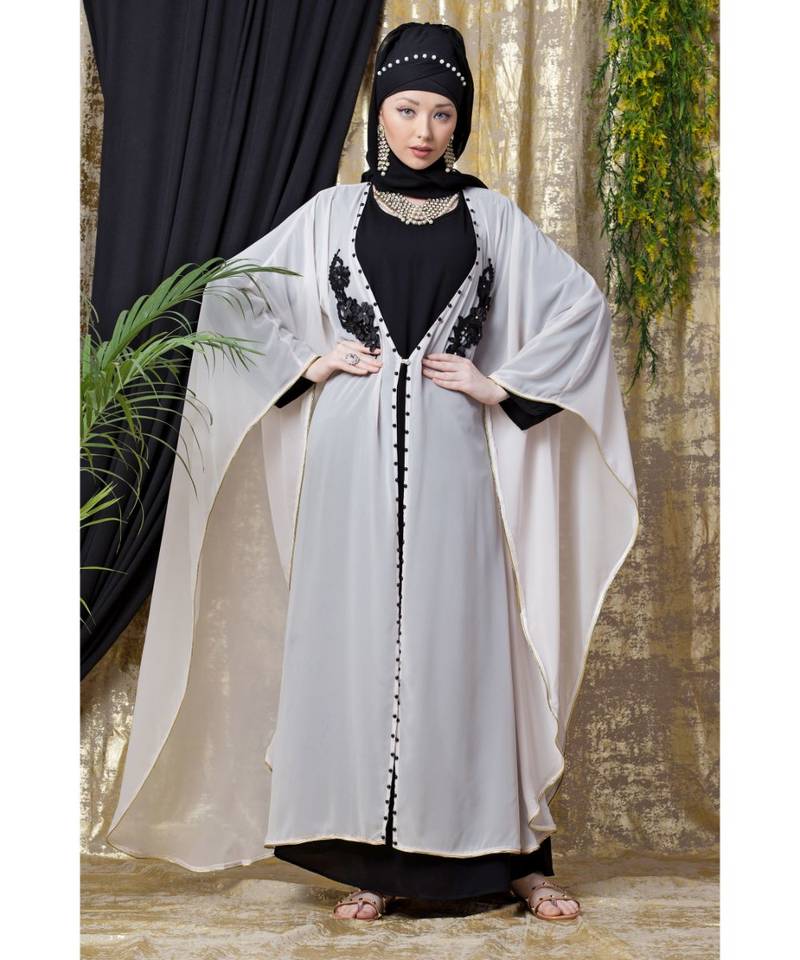 Nazneen Georgette Embroidered Butterfly Abaya Kaftan
