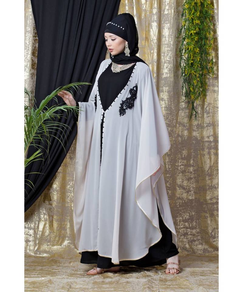 Nazneen Georgette Embroidered Butterfly Abaya Kaftan