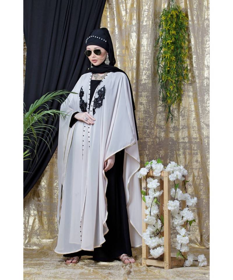 Nazneen Georgette Embroidered Butterfly Abaya Kaftan