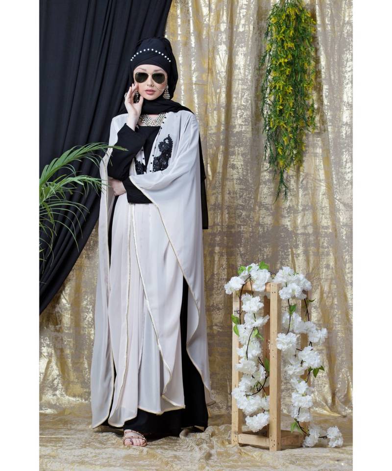 Nazneen Georgette Embroidered Butterfly Abaya Kaftan