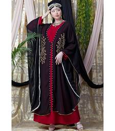 Maroon Nazneen Embroidered Butterfly Upper With Inner Abaya Cum Kaftan