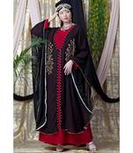 Maroon Nazneen Embroidered Butterfly Upper With Inner Abaya Cum Kaftan