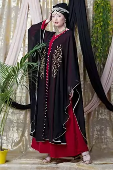 Maroon Nazneen Embroidered Butterfly Upper With Inner Abaya Cum Kaftan
